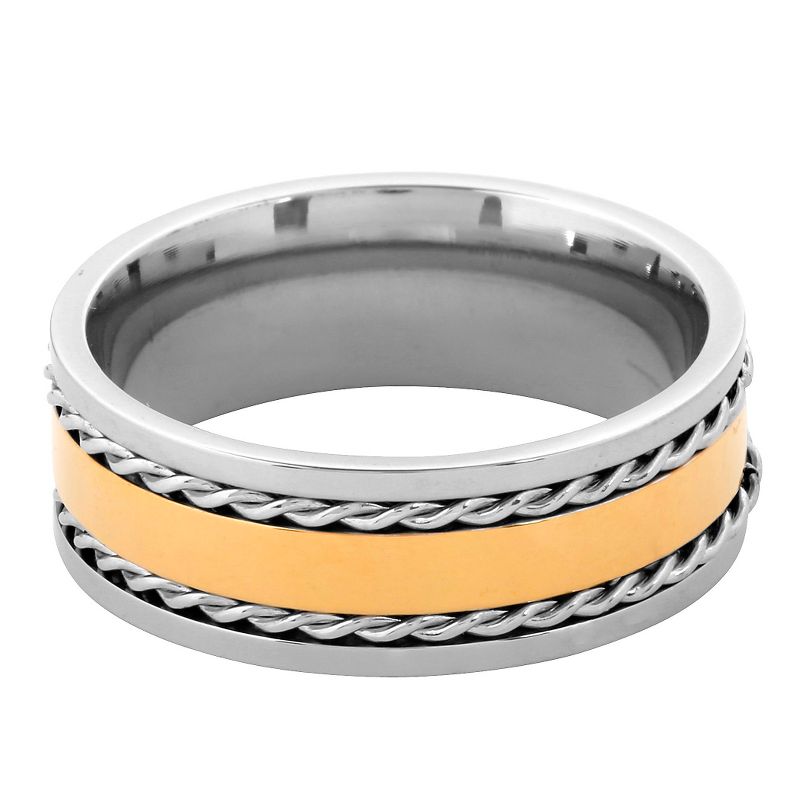 Men's West Coast Jewelry Goldplated Stainless Steel Twisted Rope Inlay Band Ring (11)