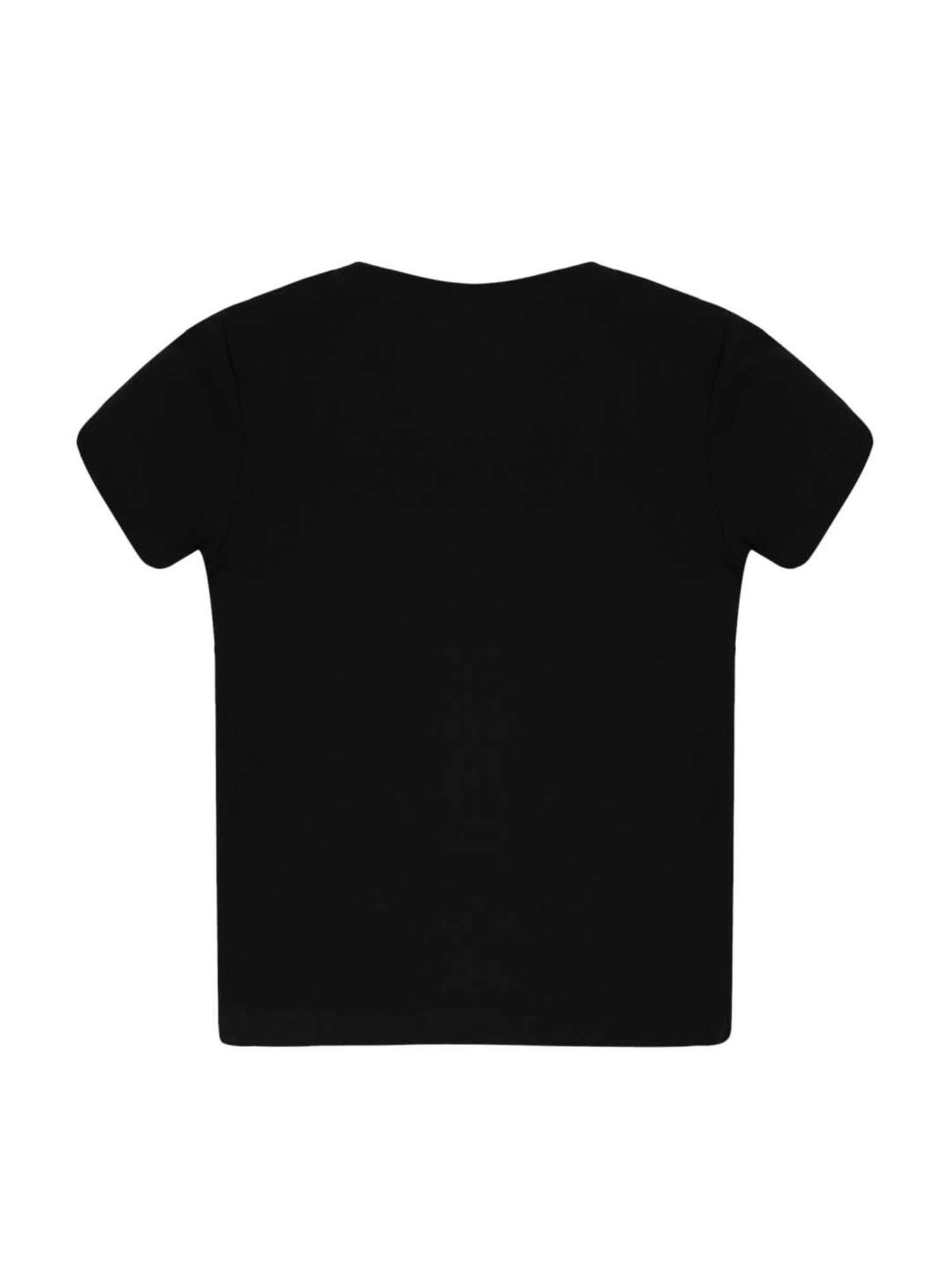 Plum Tree Kids Black Cotton Printed T-Shirt Set