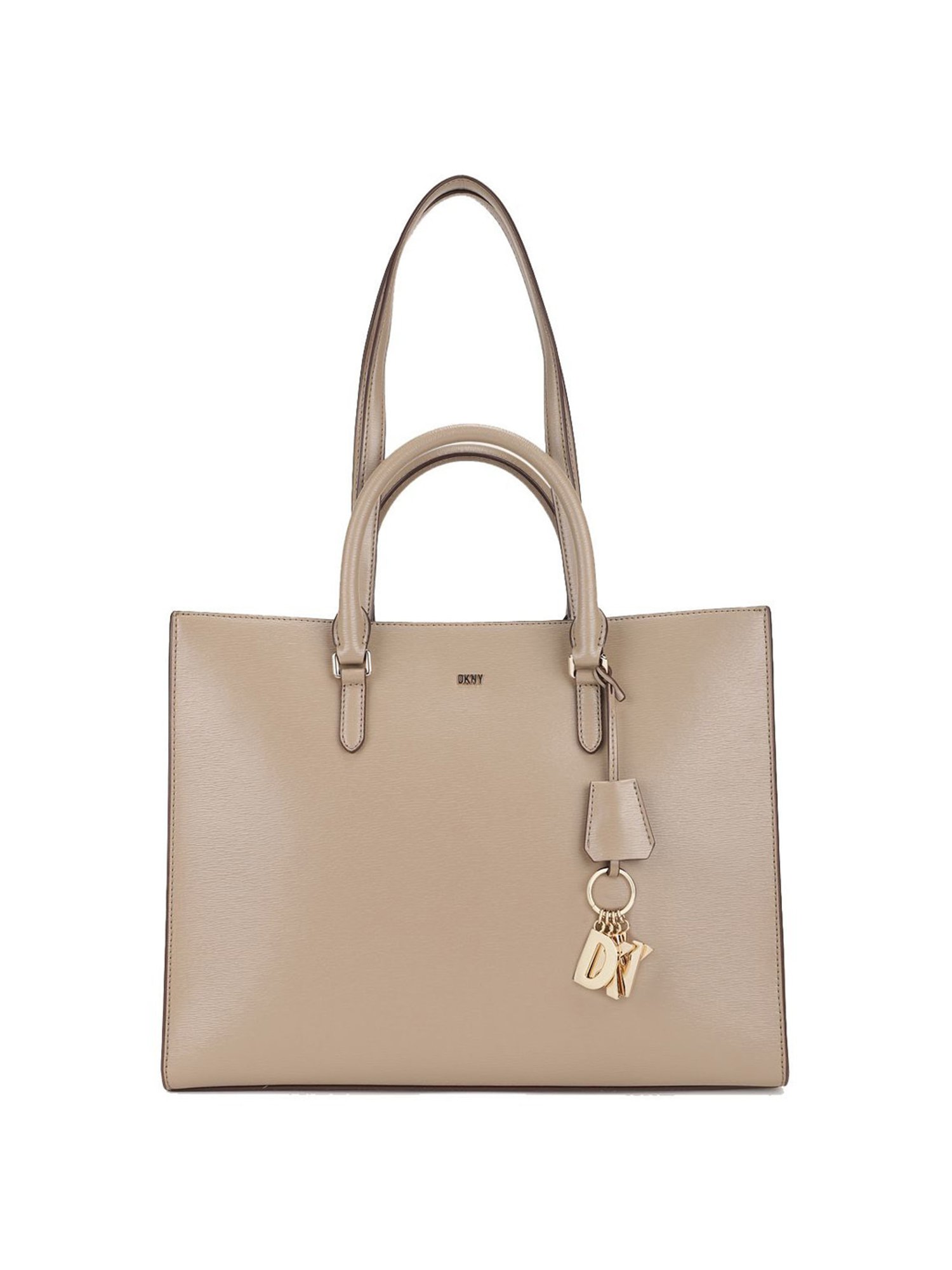 Dkny Coffee Leather Solid Tote Handbag
