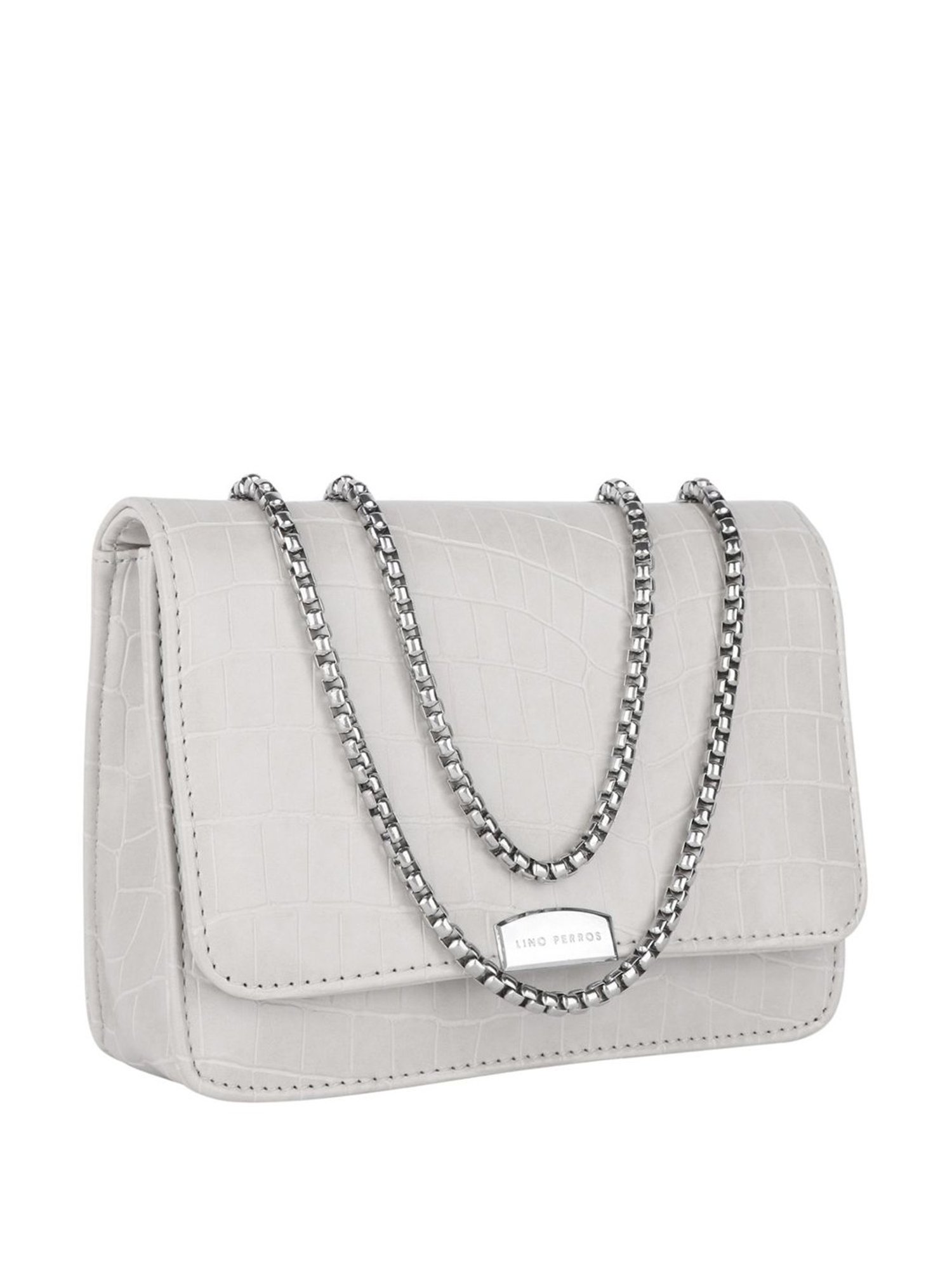 Lino Perros White Textured Medium Sling Handbag