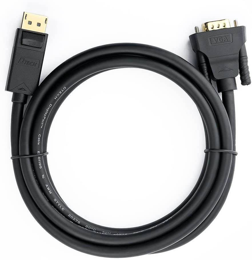 DTECH 3ft Displayport to VGA Cable Male to Male Plug Video Adapter with Gold Plated Connector - Black - 3 Feet