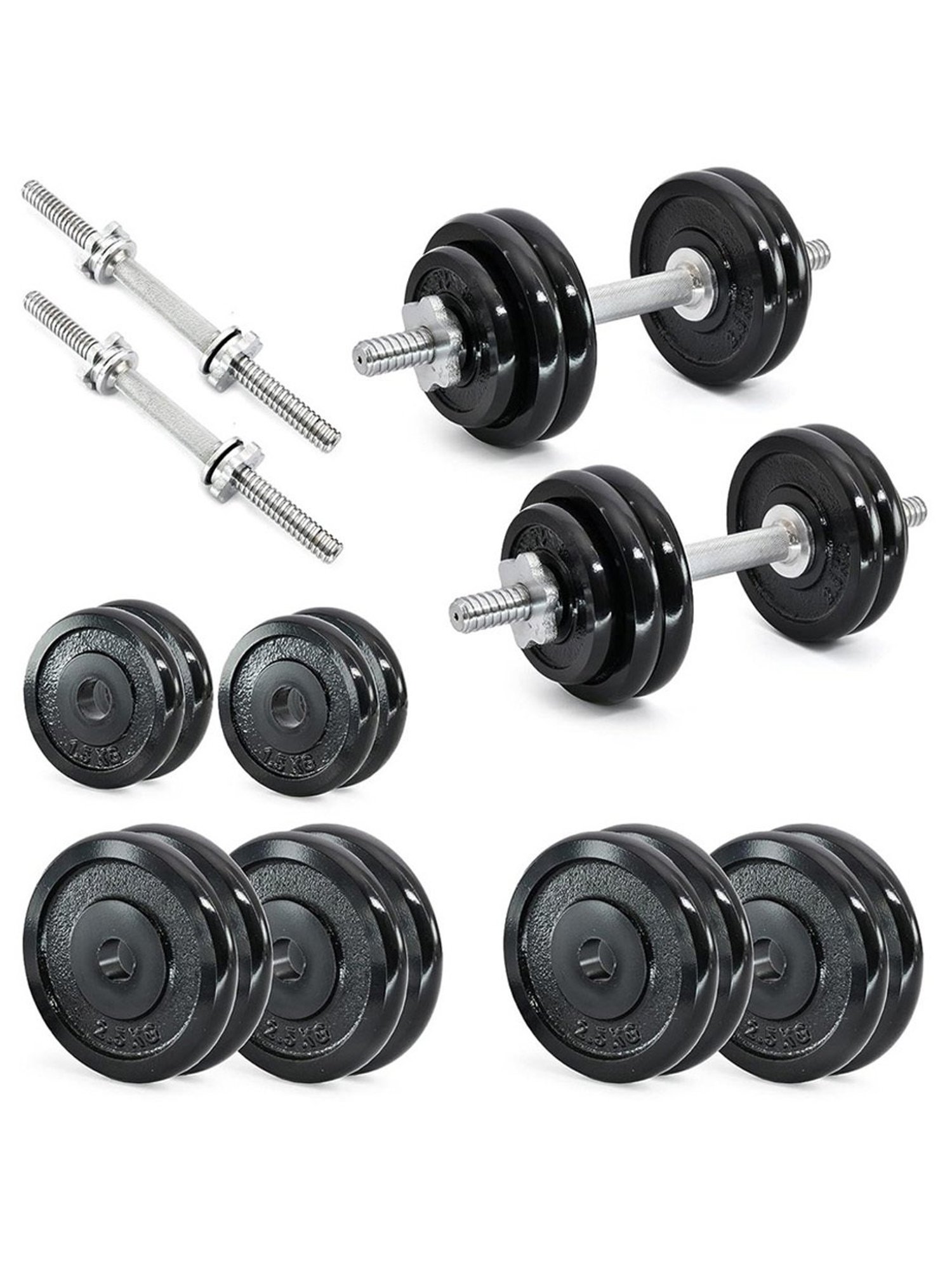 Kakss Cast Iron Spinlock Adjustable Dumbbell For Home Gym, Bodybuilding Fitness (Black) Size - 30KG