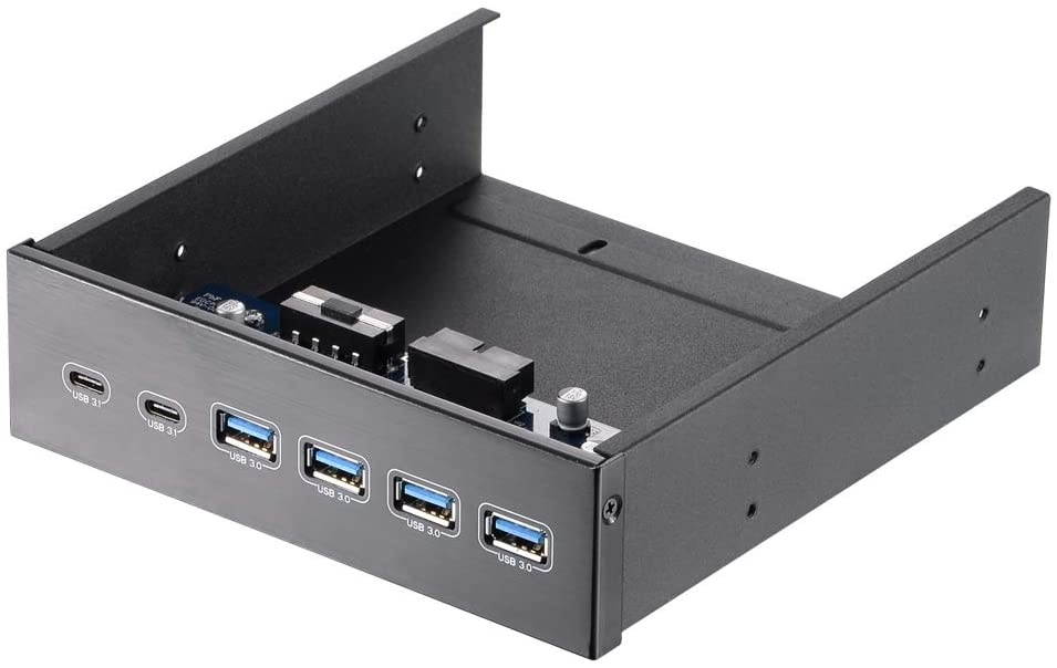 Docooler 5.25 Front Bay USB HUB 2-Port USB 3.1 & 4-Port USB 3.0 High Speed 5Gbps USB Hub Front Panel Computer Case Optical Drive Bay Converter Hub