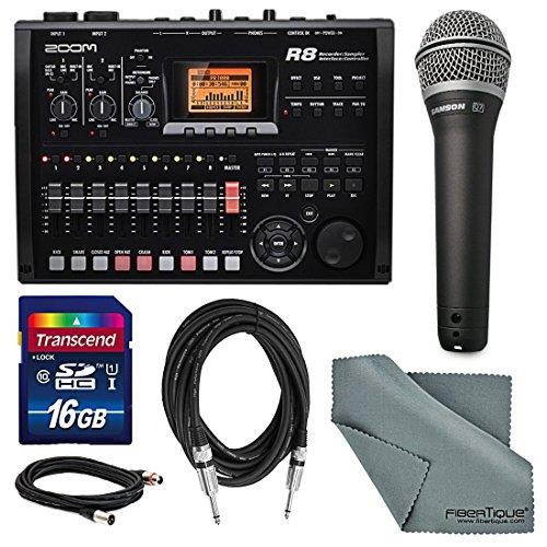 Photo Savings Zoom R8 8-Track Digital Recorder/Interface/Controller/Sampler with Samson Supercardioid Neodymium Dynamic Handheld Microphone and Accessory Bundle