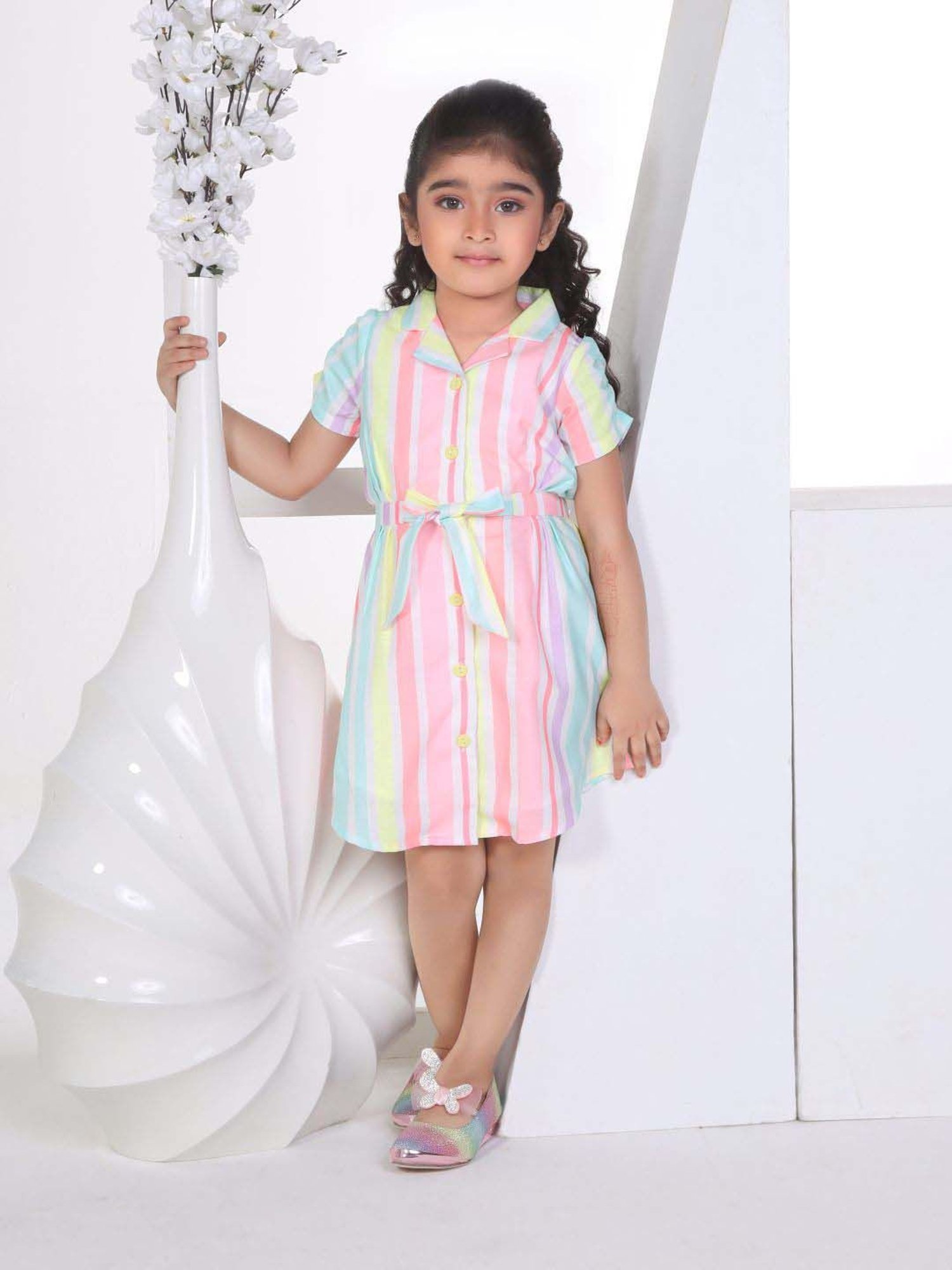 Peppermint Girls Multicolor Striped Dress