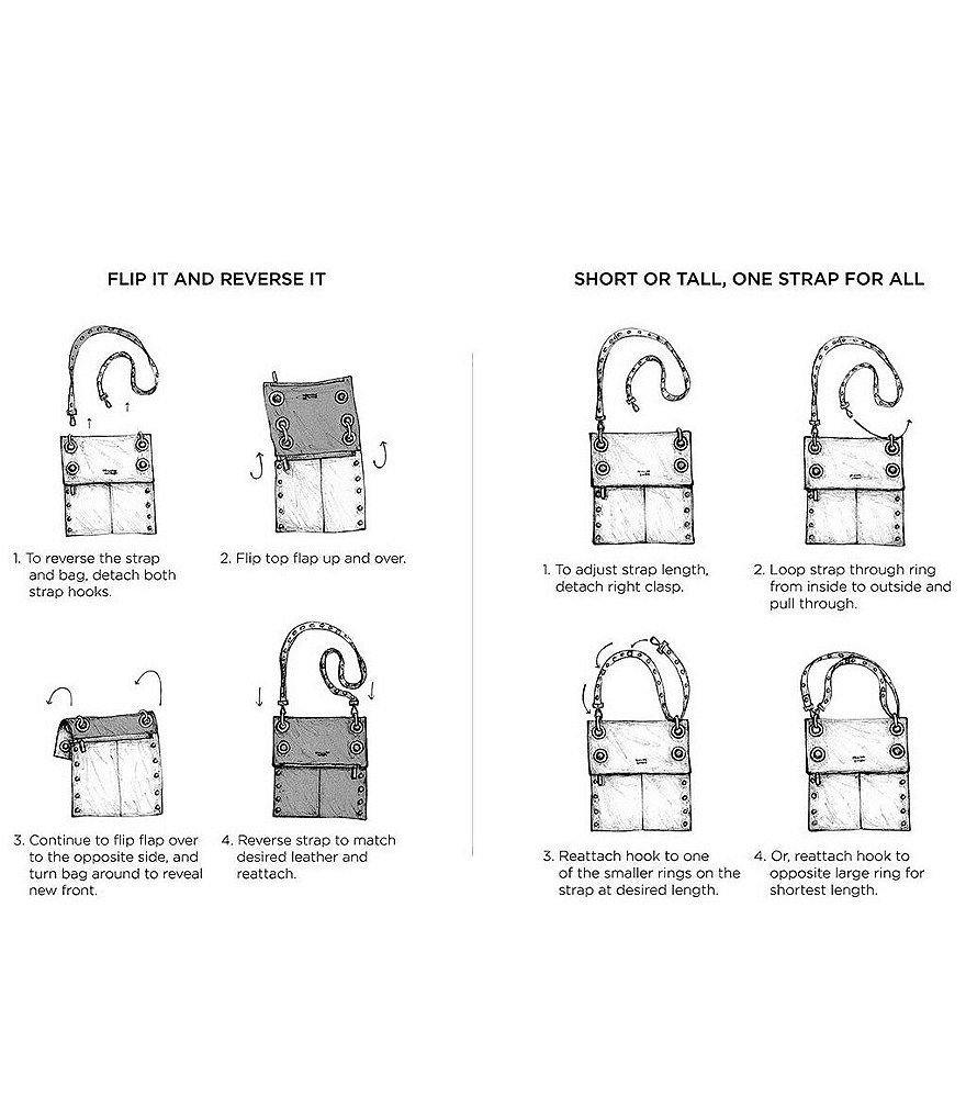 Hammitt Montana Suede Brushed Studded Leather Medium Fold Zip Crossbody Bag