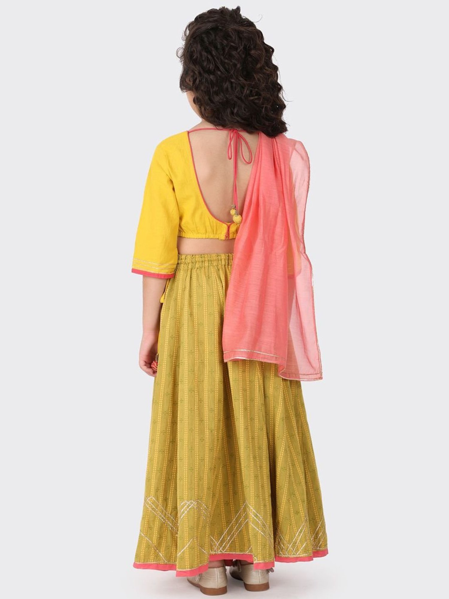 A Little Fable Kids Blue Printed Lehenga with Choli & Dupatta