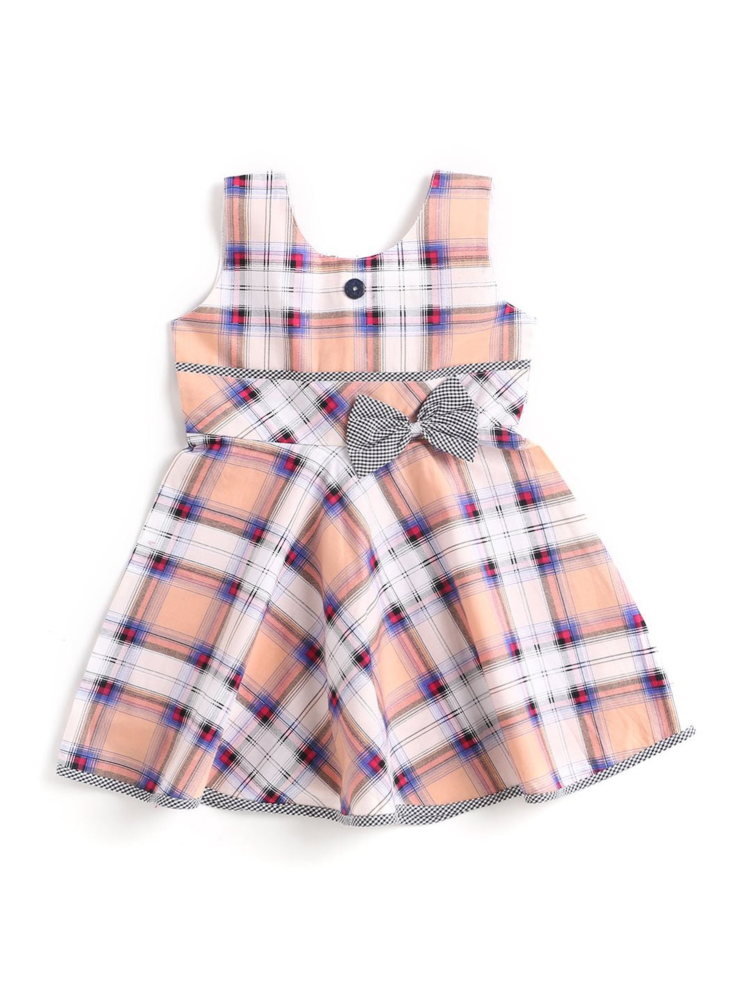 The Magic Wand Kids Multicolor Checks Dress with Bow
