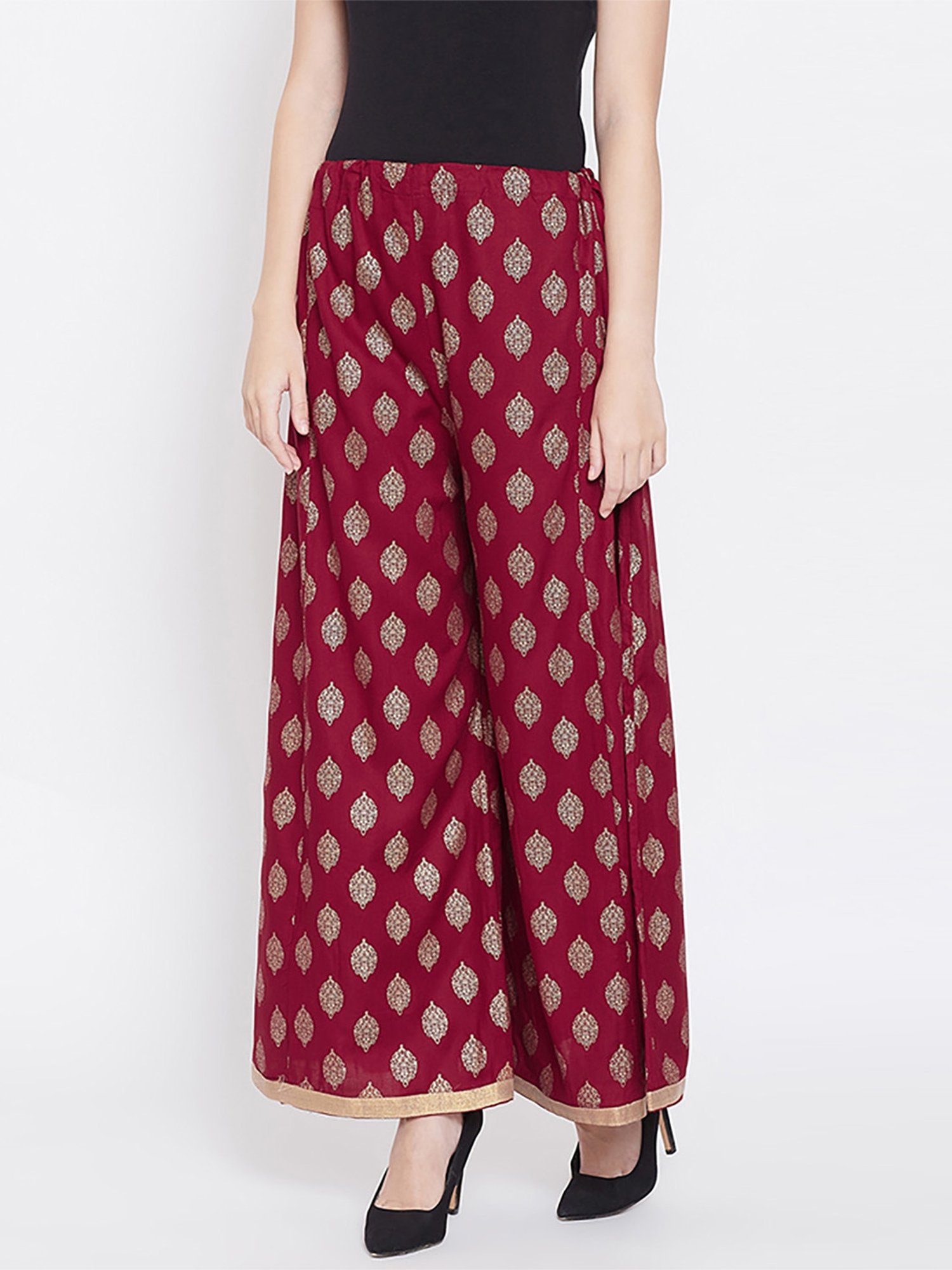 Castle Maroon Printed Palazzos