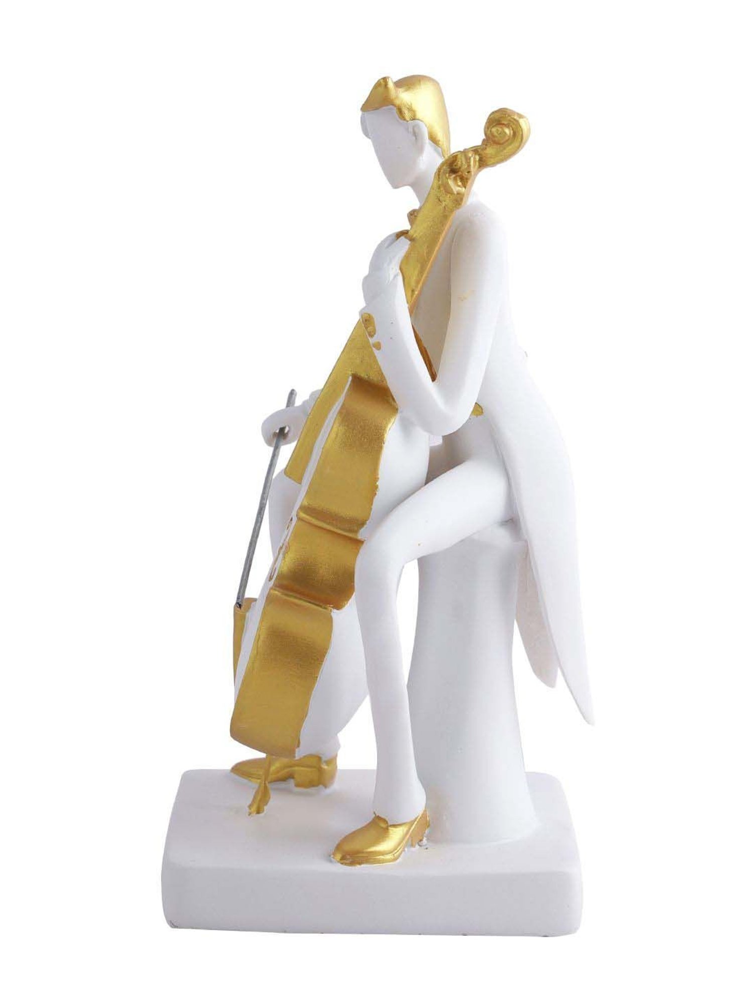 Tayhaa White & Golden Resin Musician Playing Arpeggione Statue
