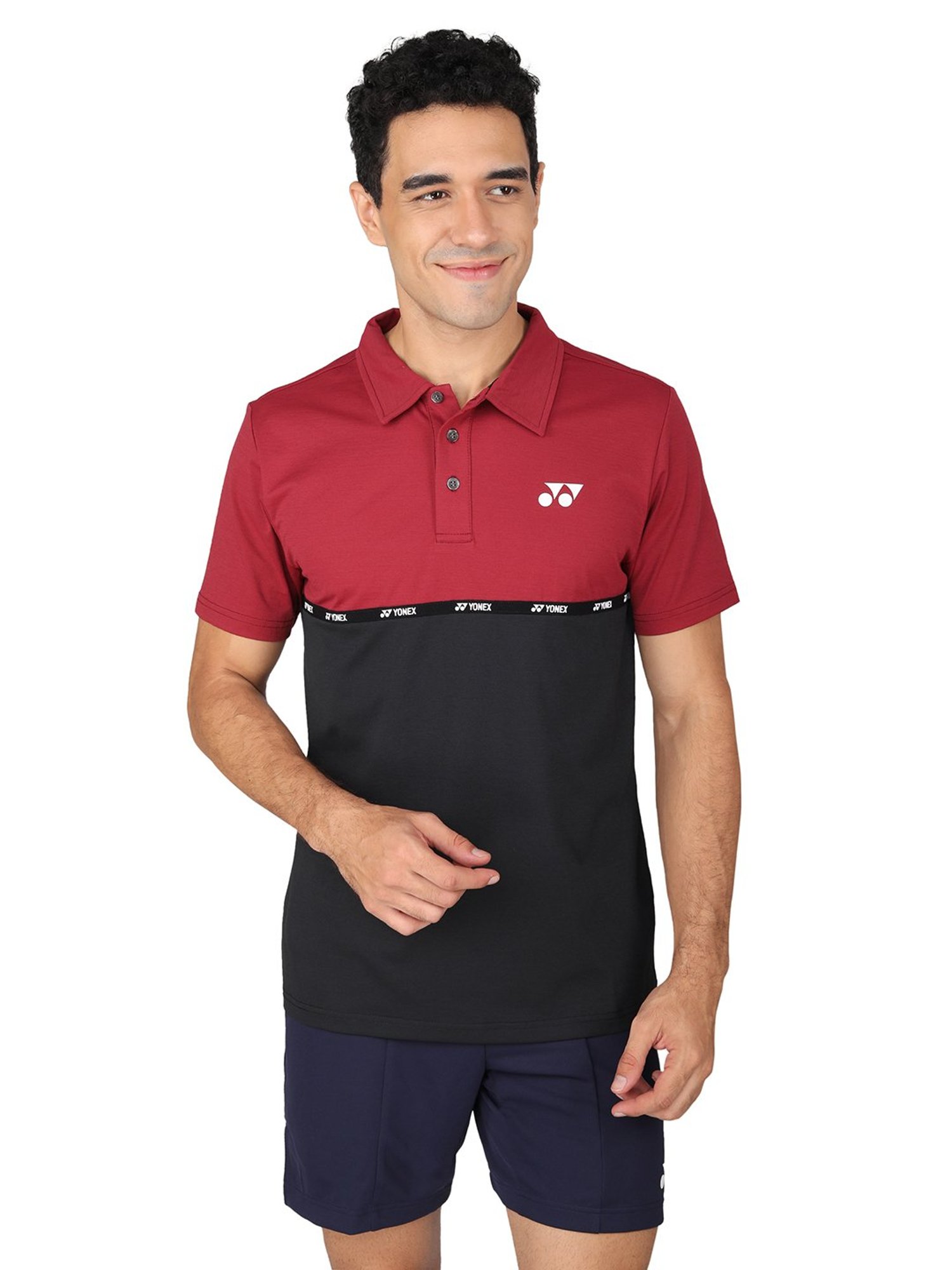 Yonex Red & Black Regular Fit Badminton Polo T-Shirt
