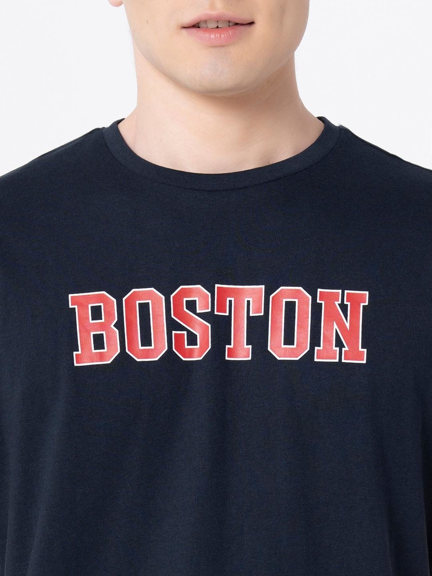 Red Tape Navy Regular Fit Graphic Print Cotton Crew T-Shirt