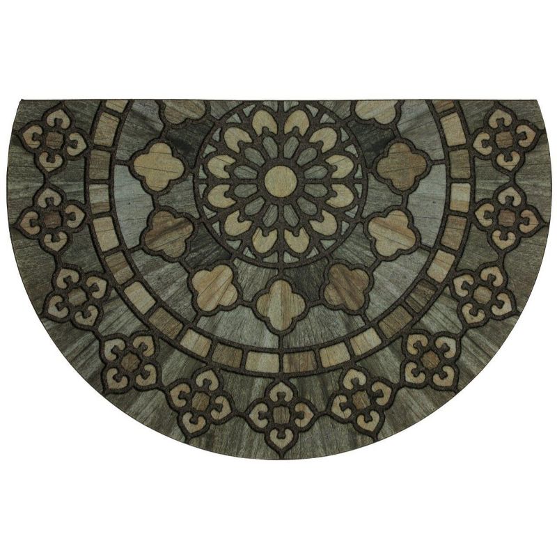1'9"X2'9" Floral Half-circle Doormats Black - Mohawk