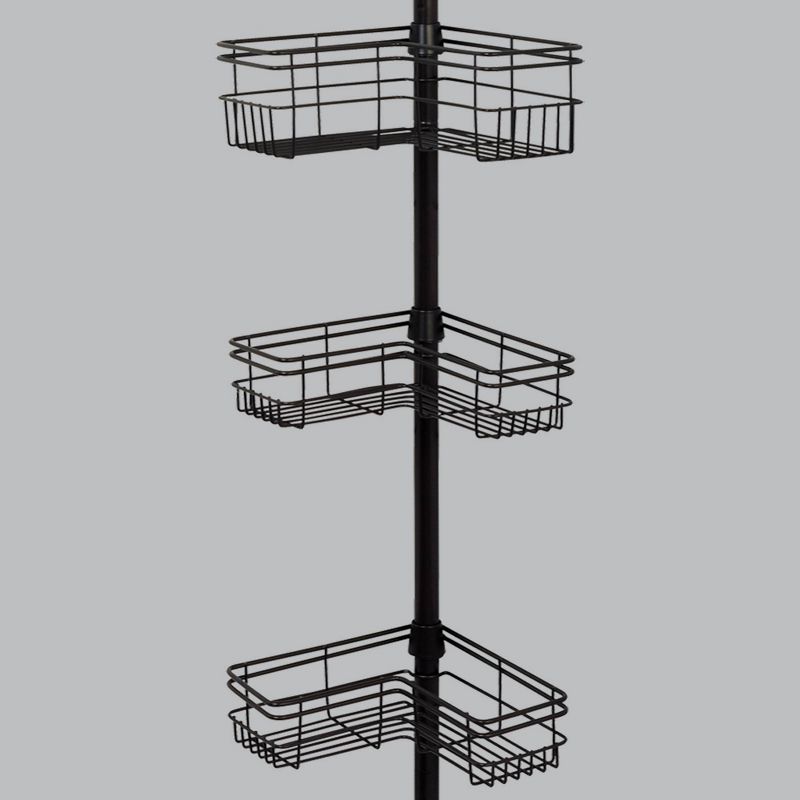 L-Shaped Four-Shelf Tension Pole Caddy Bronze - Zenna Home