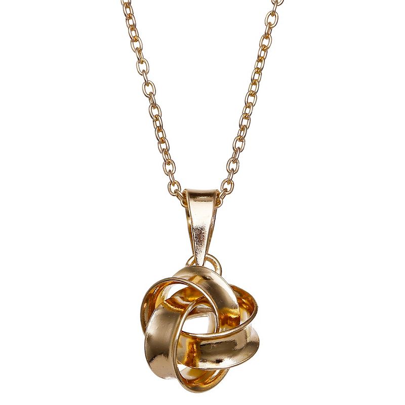 Polished Loveknot Pendant in Gold Over Sterling Silver - Gold (18") - Treasure Lockets