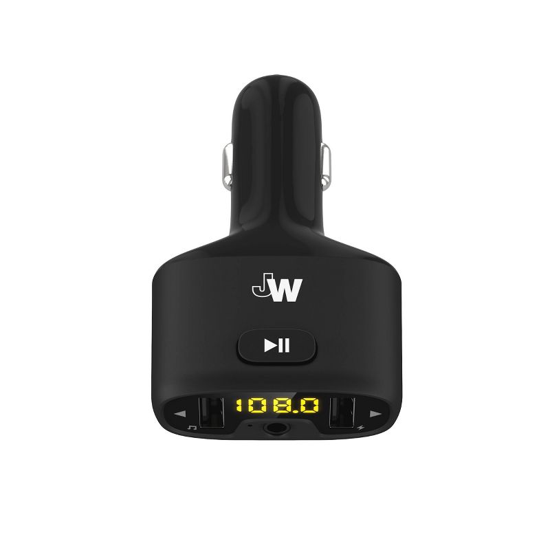 Just Wireless FM Transmittr (3.5mm)  with 2.4A/12W 2-Port USB Car Charger - Black