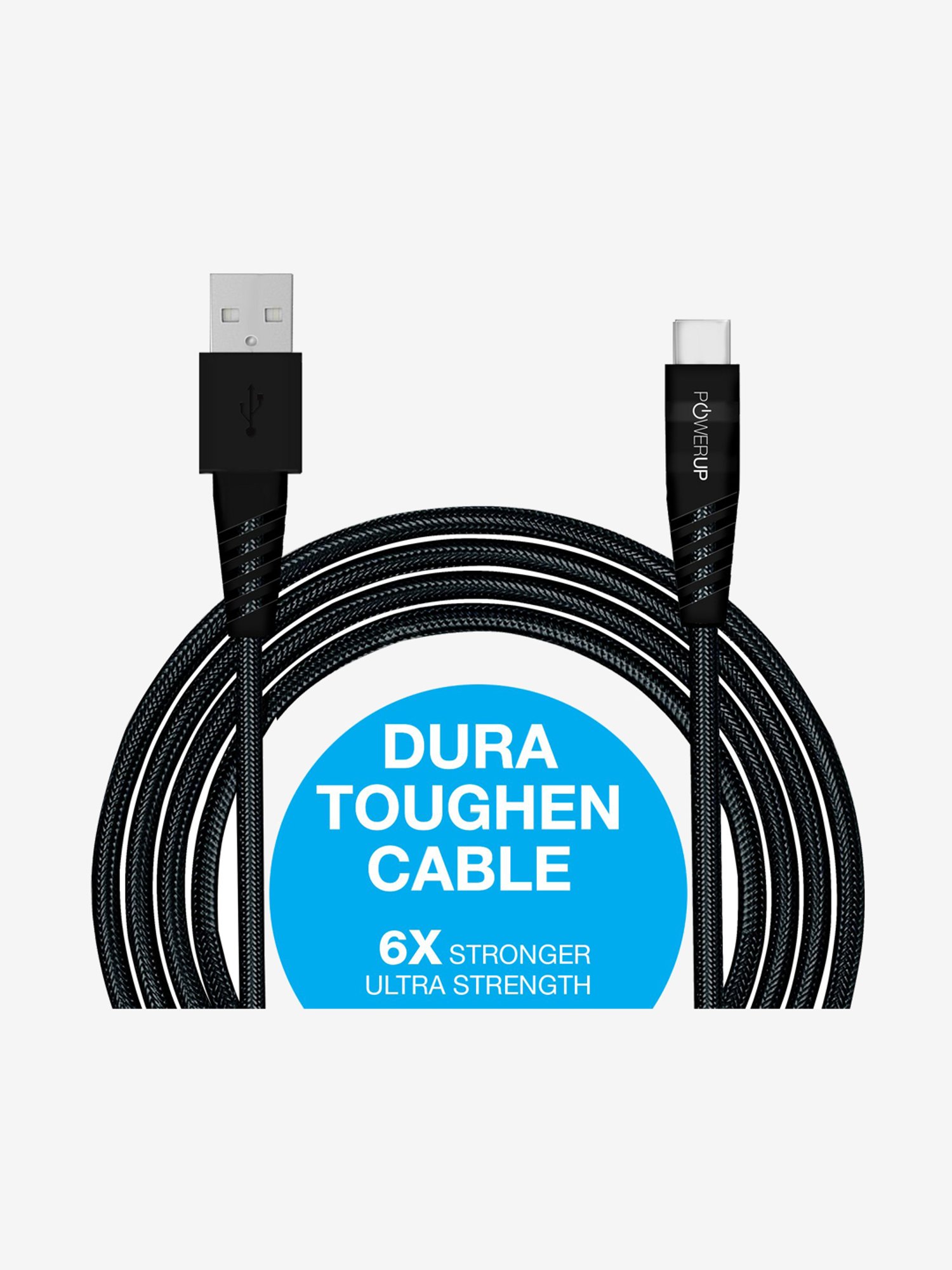 Powerup Nylon Extra Tough Braided, Quick Charging &Tangle USB Micro Cable (Black)