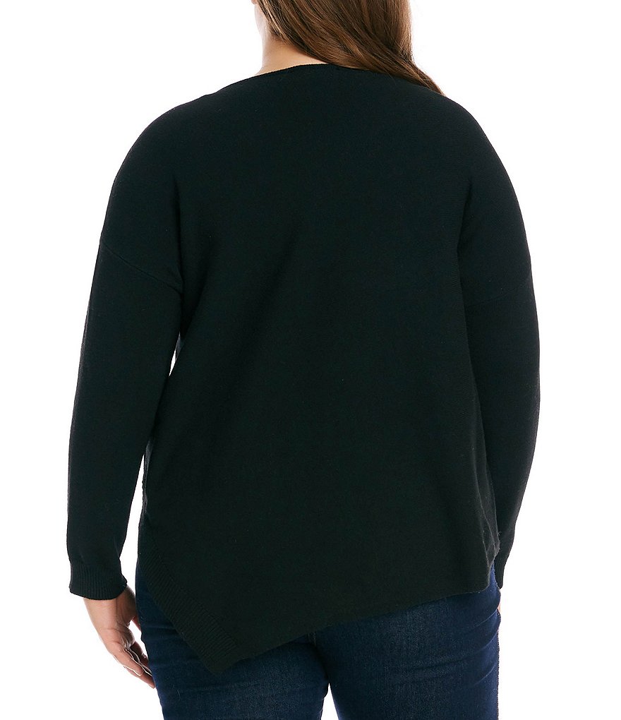 Ruby Rd. Plus Size Ombre Striped 3/4 Sleeve Button Front Long Cardigan