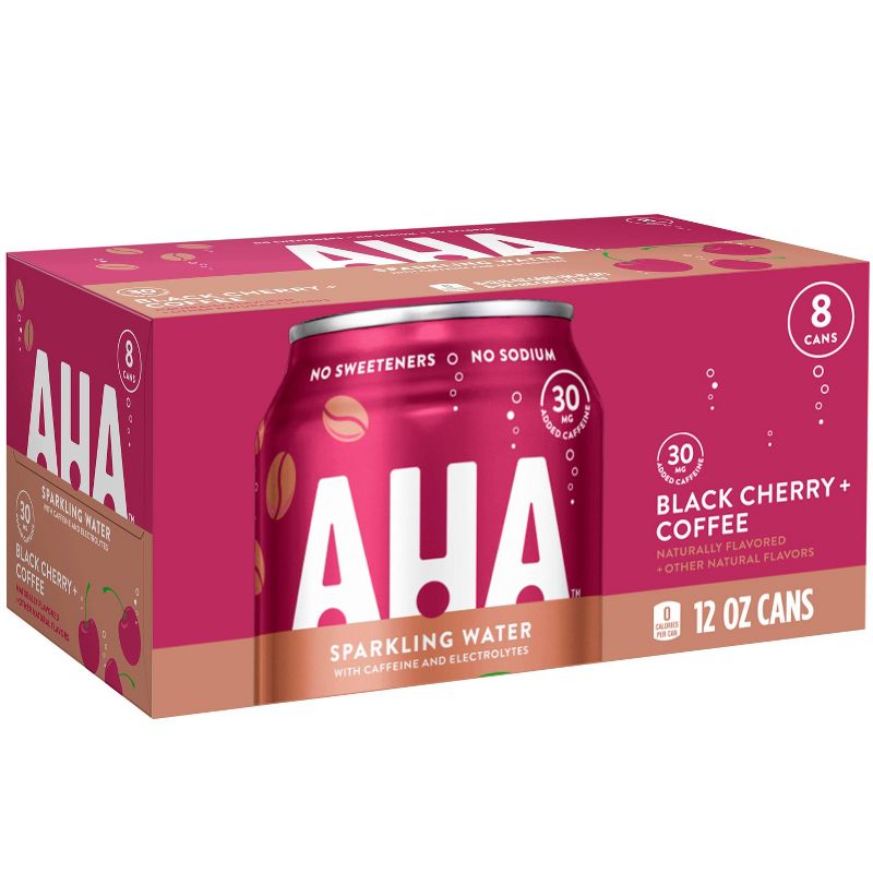 AHA Black Cherry + Coffee Sparkling Water - 8pk/12 fl oz Cans