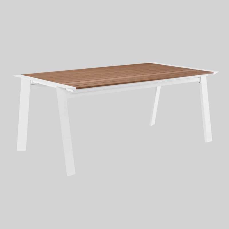 Roanoke 73" Rectangle Outdoor Patio Aluminum Dining Table - White/Natural - Modway