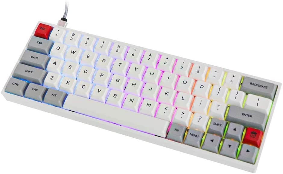 EPOMAKER GK64XS 60% RGB Hot Swappable Bluetooth Mechanical Keyboard with Split Spacebar, 1900mAh Battery, Fully Programmable for Gamers (Gateron Blue Switch, Grey White)