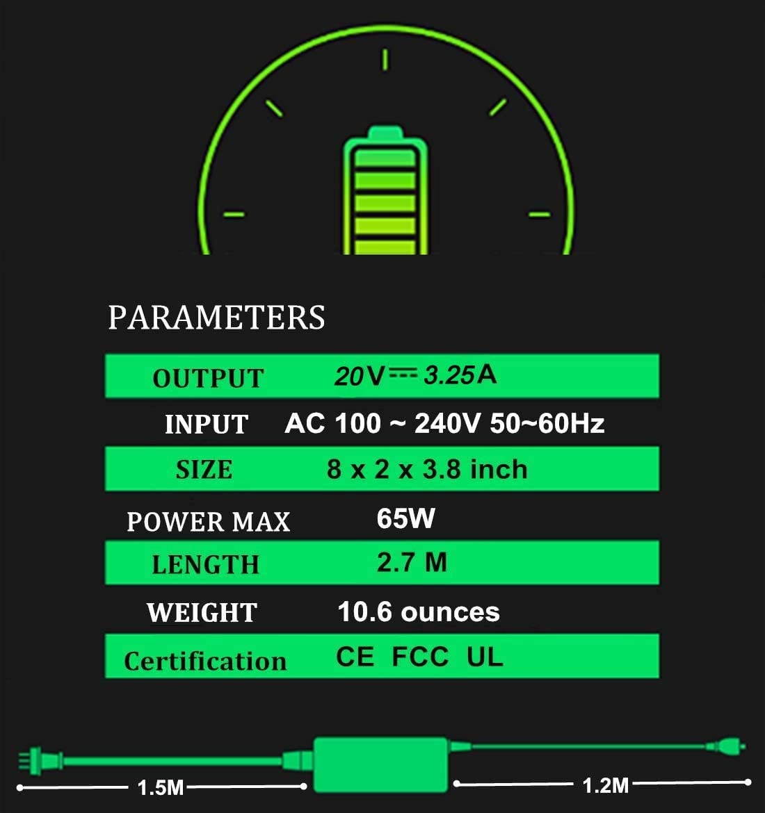 65W USB-C AC Laptop Charger for Lenovo Chromebook 100e 300e C330 ThinkPad T470 T470s T480 T480s T570 T580s Yoga 910 920 720 730 C740 C930 C940 S730 Type C Power Supply Cord