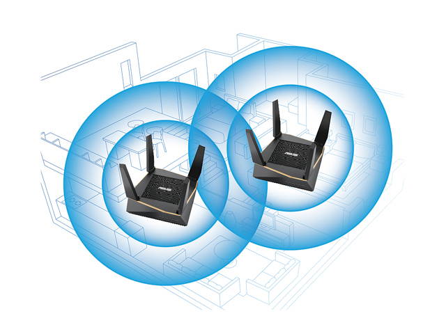 ASUS (RT-AX92U 2 Pack) Performance Mesh Tri-Band AX6100 WiFi Routers - Whole Home WiFi Mesh with 802.11AX (WiFi 6) AX Technology includes 4 LAN 1 USB 3.1 1 USB 2.0