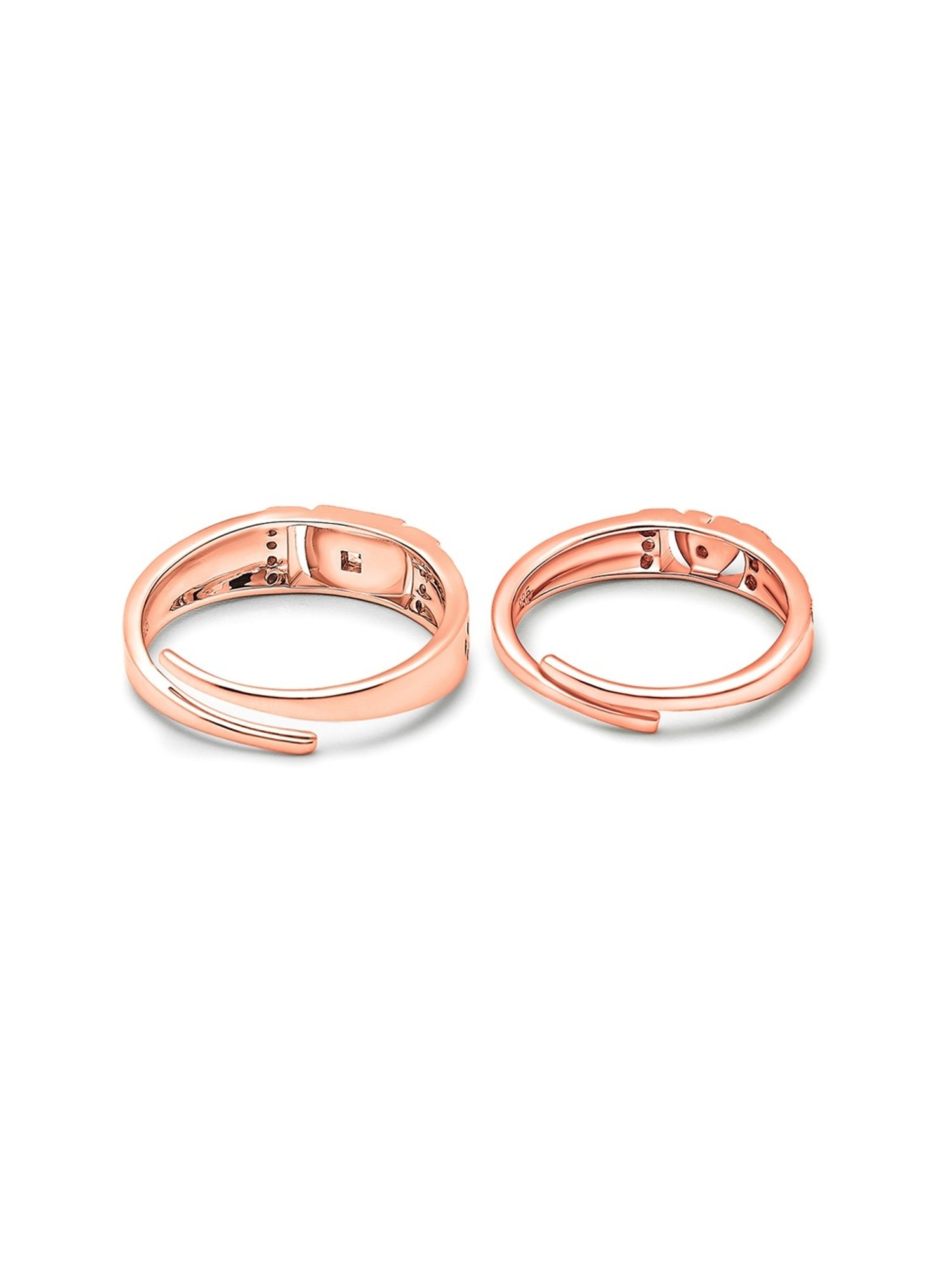 Silberry 92.5 Sterling Silver Rose Gold Embrace Couple Rings