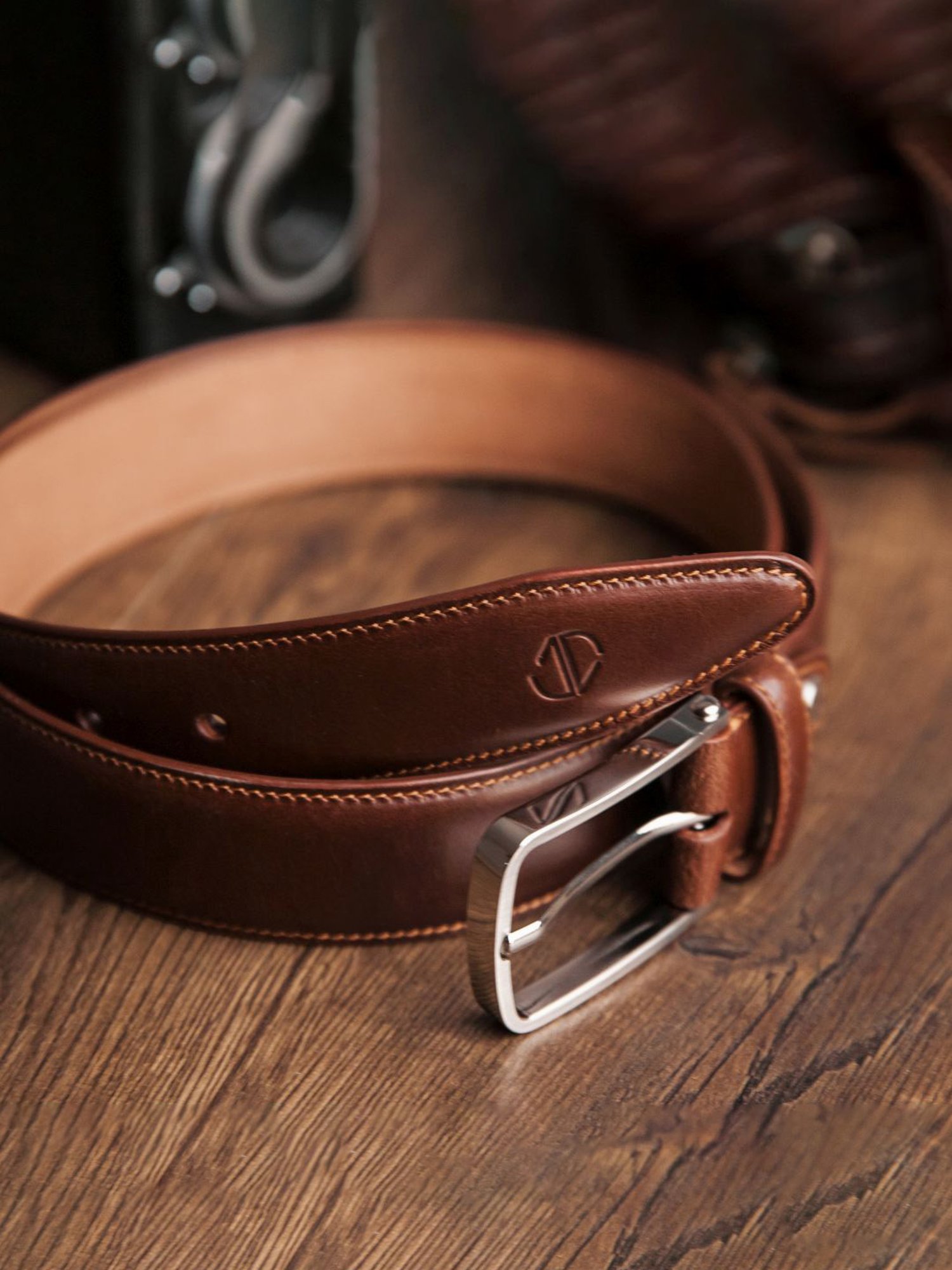 James Aston Amadeo Timeless Cognac Leather Solid Waist Belt