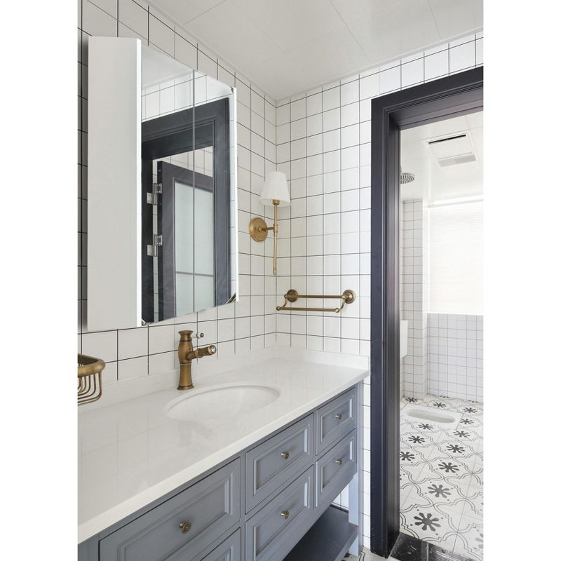 Basicwise 2 Shelves White Wall Mounted Bathroom/ Powder Room Mirrored Door Vanity Cabinet Medicine Chest