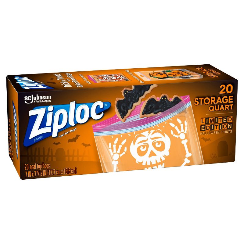 Ziploc Print Halloween Storage Bag Quart - 20ct