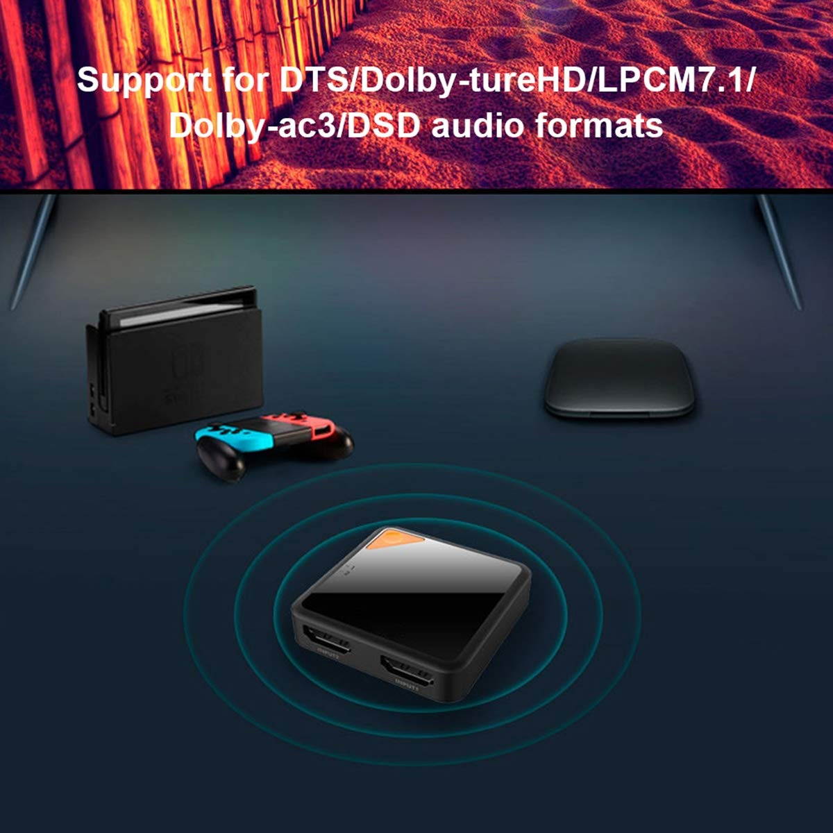 SOONHUA Bi- Directional Switcher, Plug and Play 3D Visual Effect Screen Adapter 4k HD Two- Way HDMI- Compatible Splitter Suitable for Both Home and Office Use.