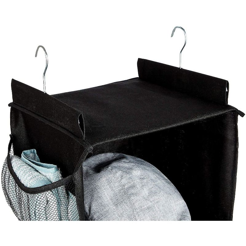 Farmlyn Creek 4-Shelf Hanging Closet Organizer with Pockets, Black (12 x 11.5 x 33.6 in)