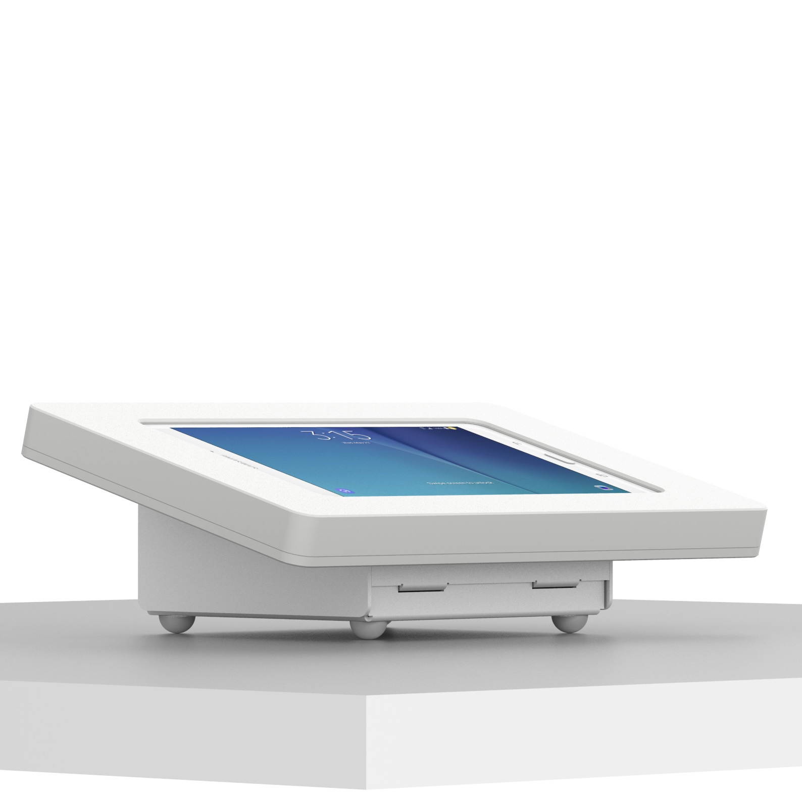 VidaMount White Enclosure and Fixed Tilted 15&deg; Desk / Surface Mount [Bundle] compatible with Samsung Galaxy Tab E 8.0