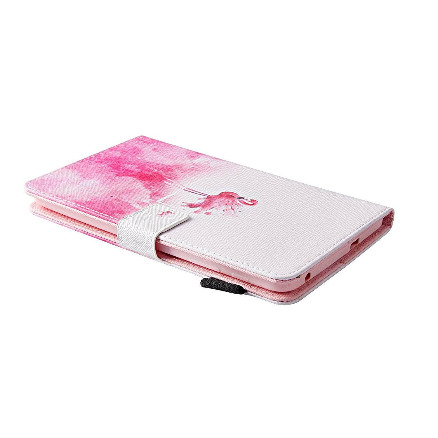 Dteck Case for Samsung Galaxy Tab E 8.0 - Premium PU Leather Slim Fit Smart Stand Cover for Galaxy Tab E 32GB SM-T378/Tab E 8.0-Inch SM-T375/SM-T377 Tablet, Pink Flamingo