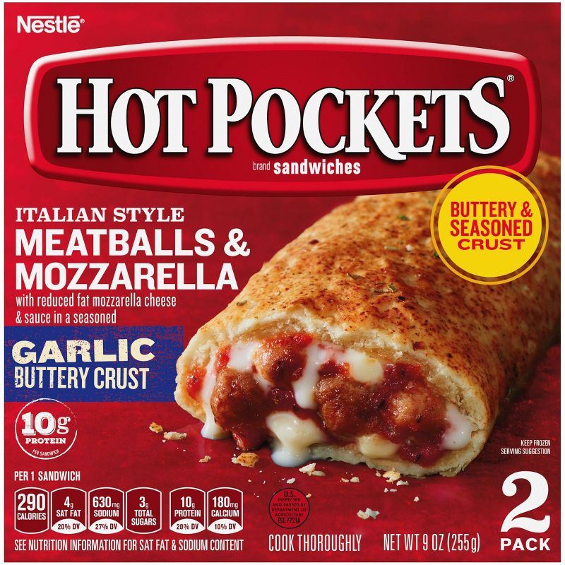 Hot Pockets Garlic Buttery Crust Frozen Italian Meatballs & Mozzarella - 9oz/2ct