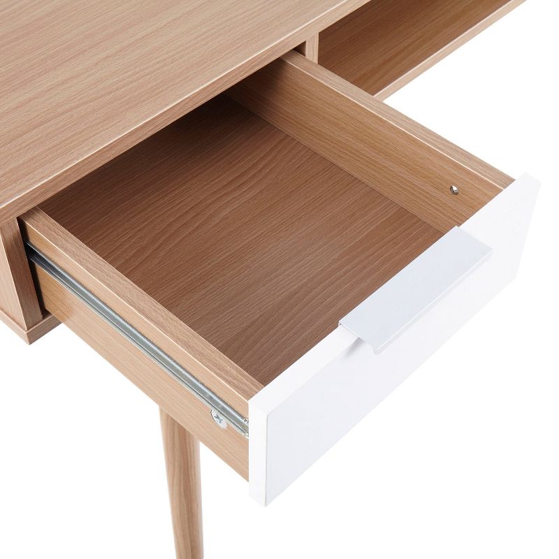 Pebble Double Contemporary Computer Desk Wood Natural/White - LumiSource