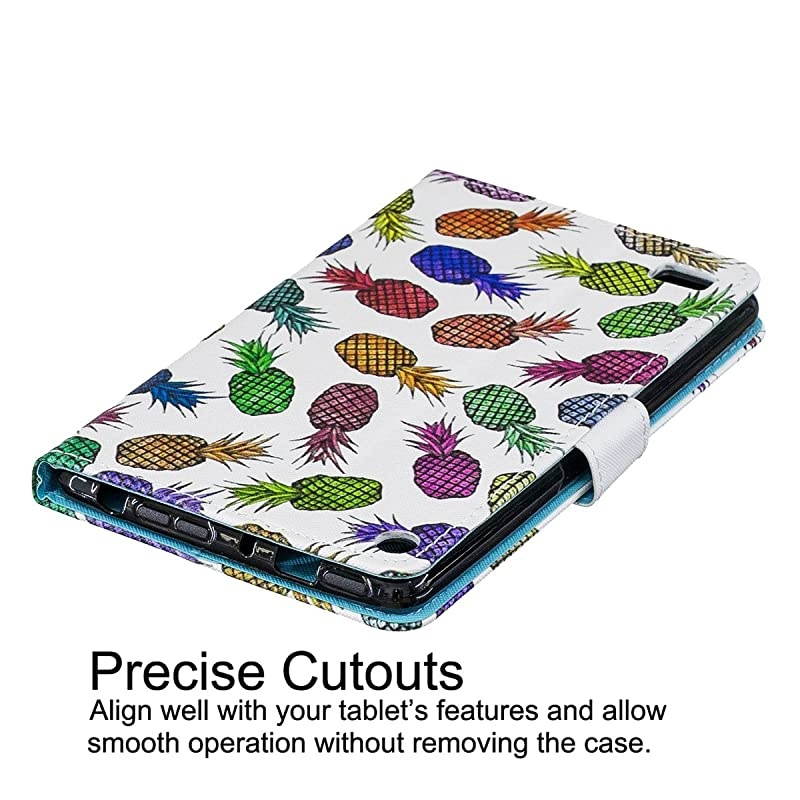 Case for  Kindle Fire 7 (5th Generation, 2015 Release) - Synthetic Leather Magnetic Closure Stand Cover with Card Slots for 2015 Fire 7" Display ONLY, Pineapple