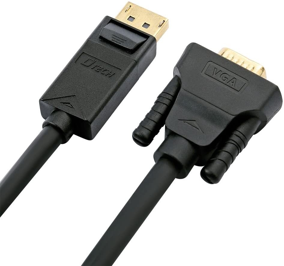 DTECH 3ft Displayport to VGA Cable Male to Male Plug Video Adapter with Gold Plated Connector - Black - 3 Feet