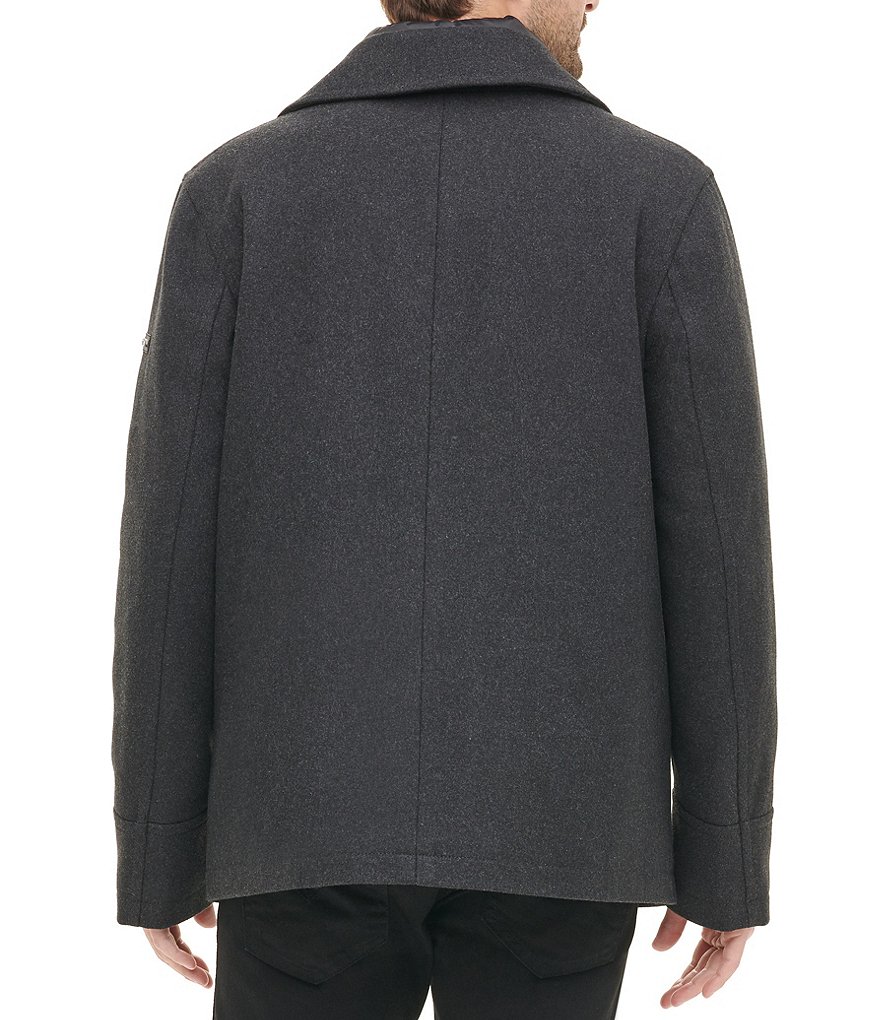 DKNY Long-Sleeve Nylon Quilted-Bib Wool-Blend Peacoat