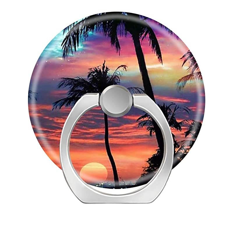 Cell Phone Ring Holder Stand 360 Degree Rotation Universal Finger Ring Kickstand Phone Grip for Car Mount Compatible with All SmartphonesCoconut Tree