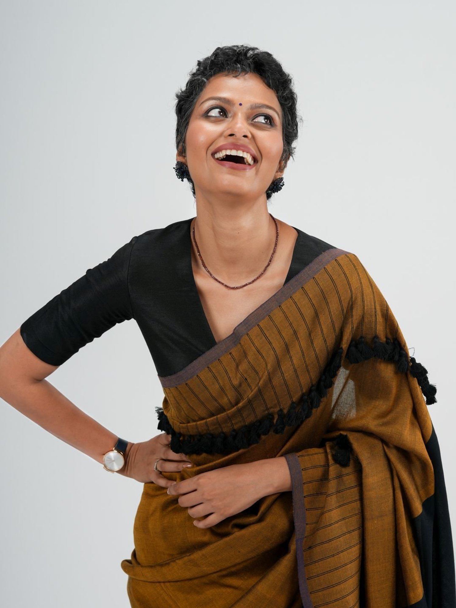 Suta Black V-Neck Blouse