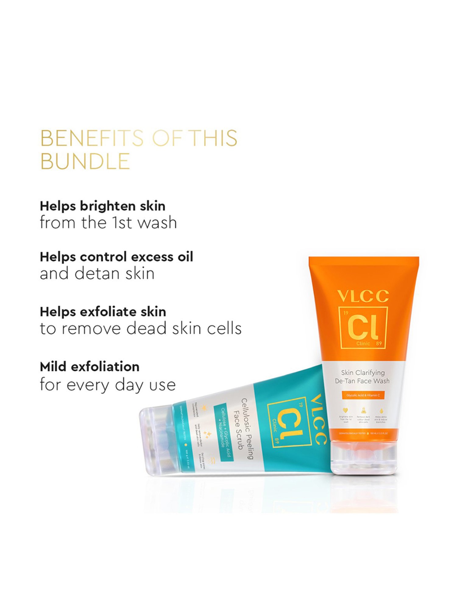 VLCC Clinic Skin Clarifying De-Tan Face Wash & Cellulosic Peeling Face Scrub Combo