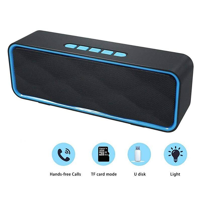 Wireless Bluetooth Speaker with AUX/USB/TF Card Slot,Outdoor Portable Stereo Speaker with HD Audio,Enhanced Bass, Dual-Driver,Handsfree Calling, FM Radio Speaker for Travel,Party (Blue)