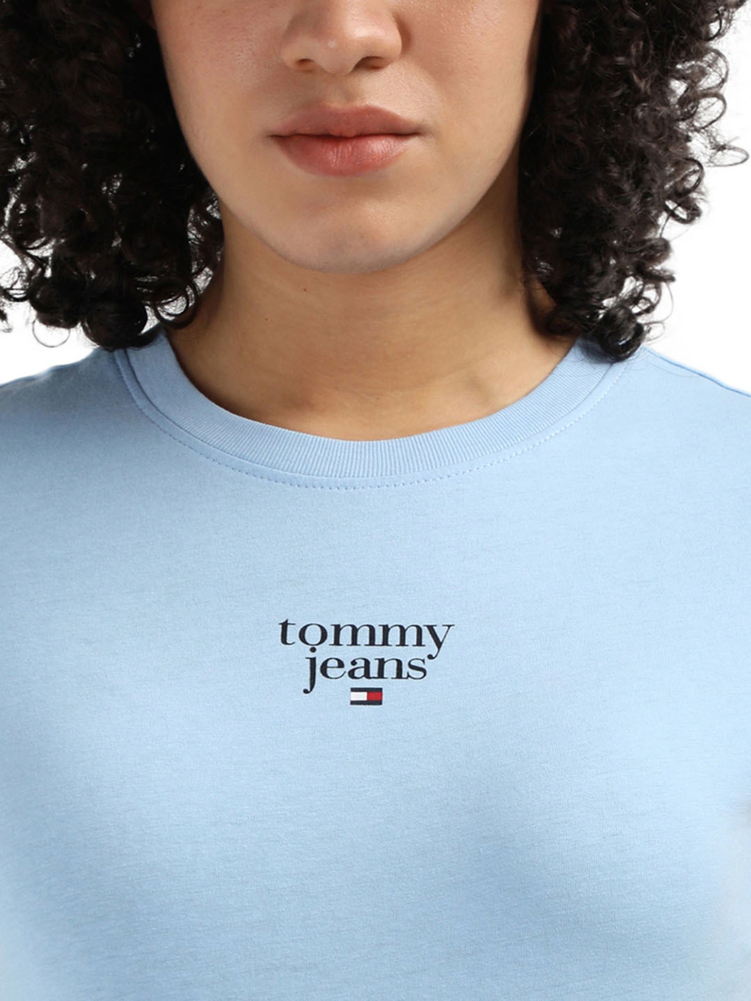 Tommy Hilfiger Blue Cotton Printed Women Slim Fit T-Shirt