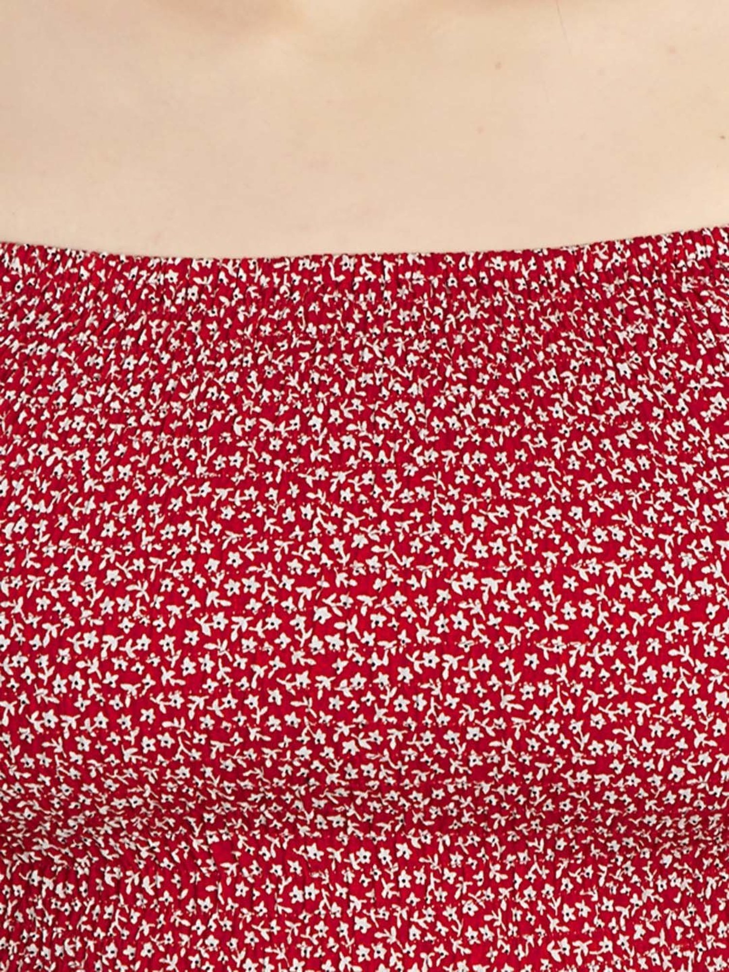 VASTRADO Red Floral Print Crop Top