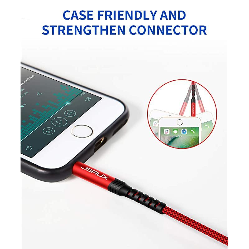 AUX Cable 4ft2Pack Copper Shell HiFi Sound 35mm TRRS Auxiliary Audio Cable Nylon Braided Aux Cord Compatible for CarHome StereosSpeakerHeadphonesSonyEcho DotBeats Red