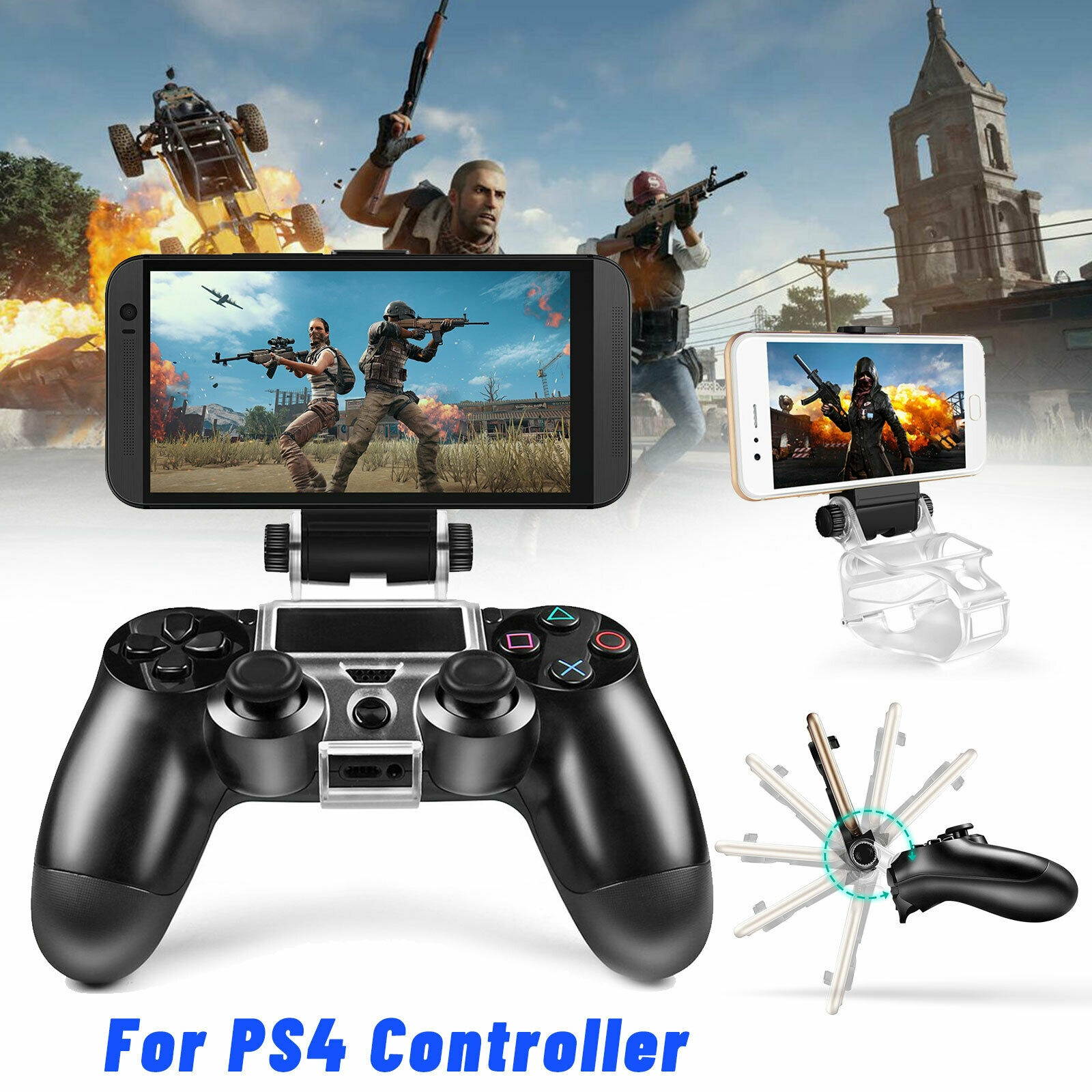 For PS4 Controller Cell Phone Clip Holder Mount Bracket Stand Fit iPhone Android