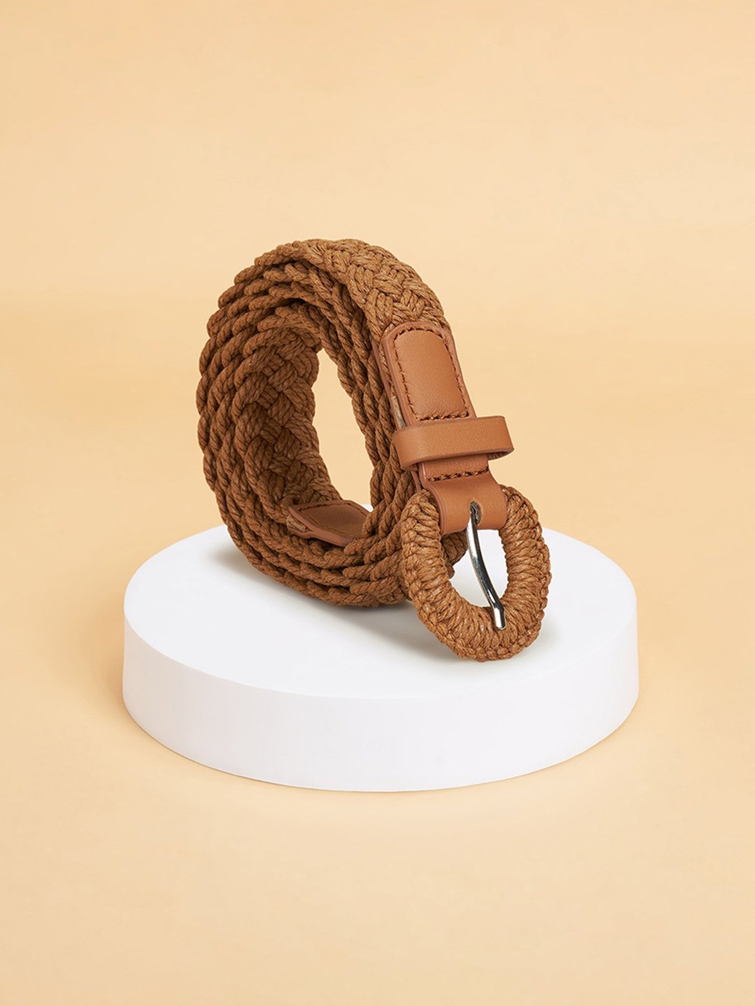 Forever Glam by Pantaloons Brown Textured Casual Belt