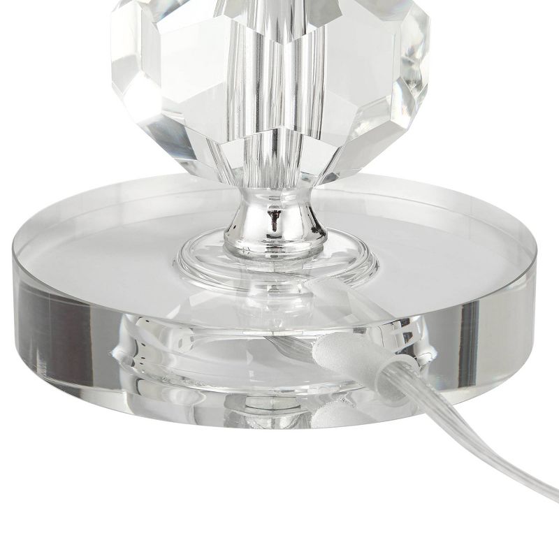 Vienna Full Spectrum Table Lamp Clear Crystal Column Metal Light Gray Fabric Cutout Pattern Shade for Living Room Bedroom Bedside